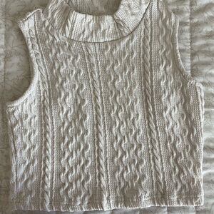 Cable Knit Sleeveless Top - Cream